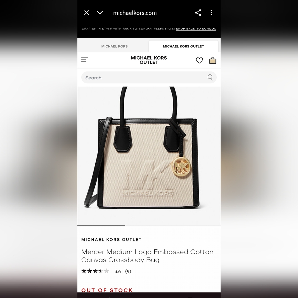 Michael Kors Mercer Medium Logo Embossed Cotton Canvas Crossbody Bag - Picture 2 of 2